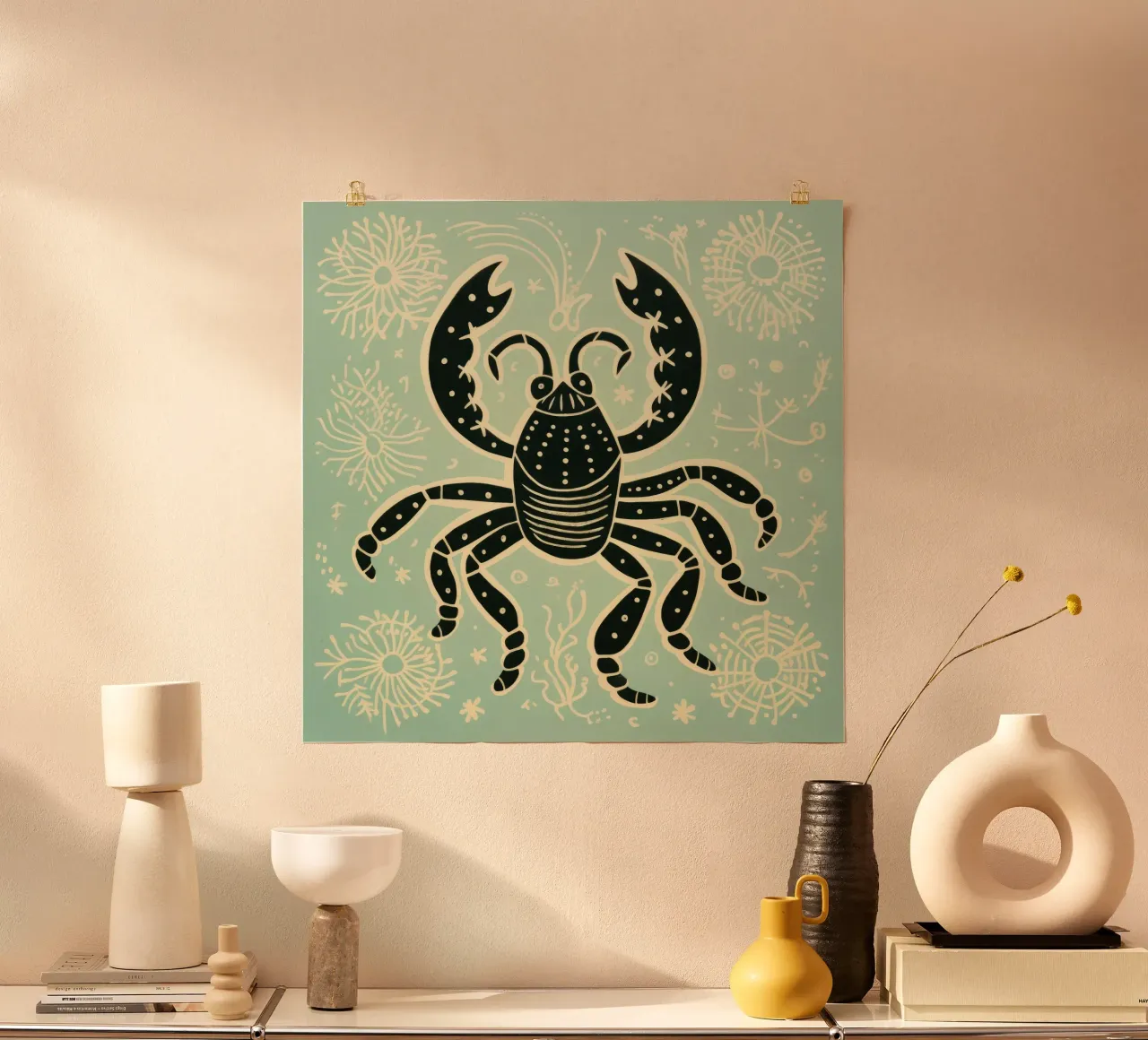 Scorpione verde 1 carta hahnemühle da Minimal Animal Art