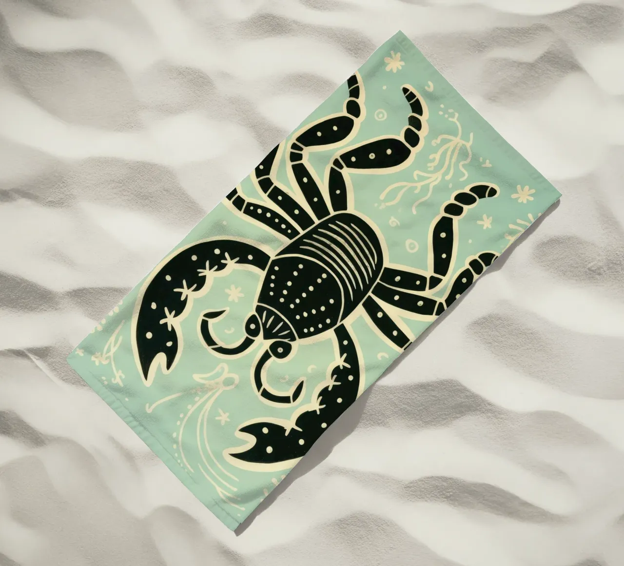Scorpione verde 1 telo mare da Minimal Animal Art