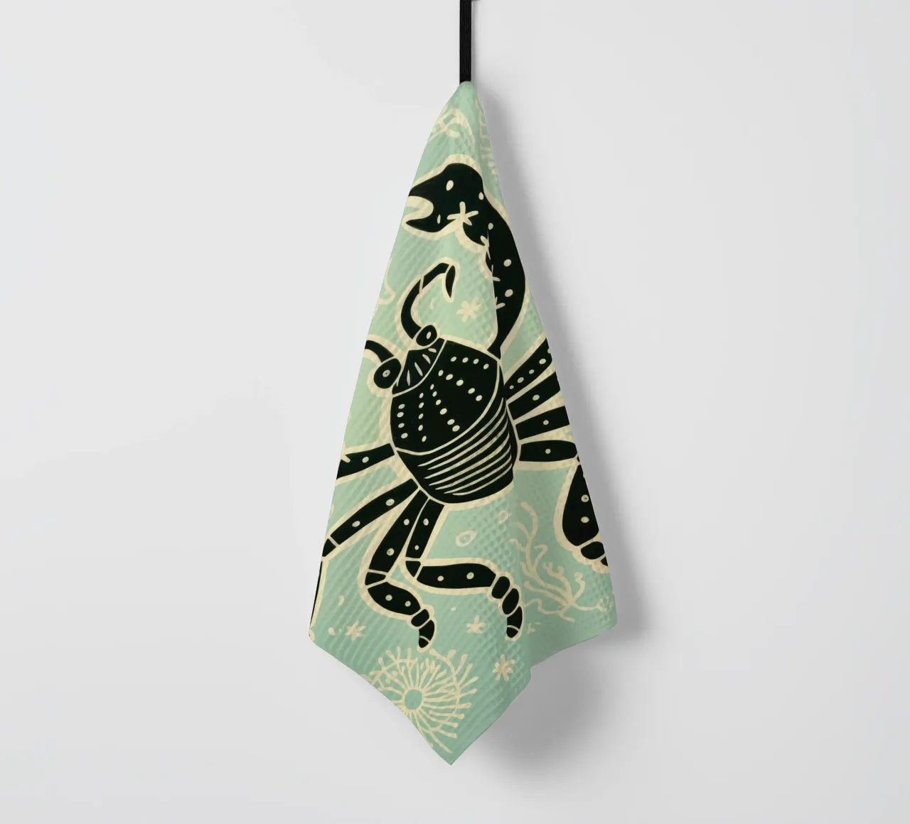 Scorpione verde 1 canovaccio da cucina da Minimal Animal Art