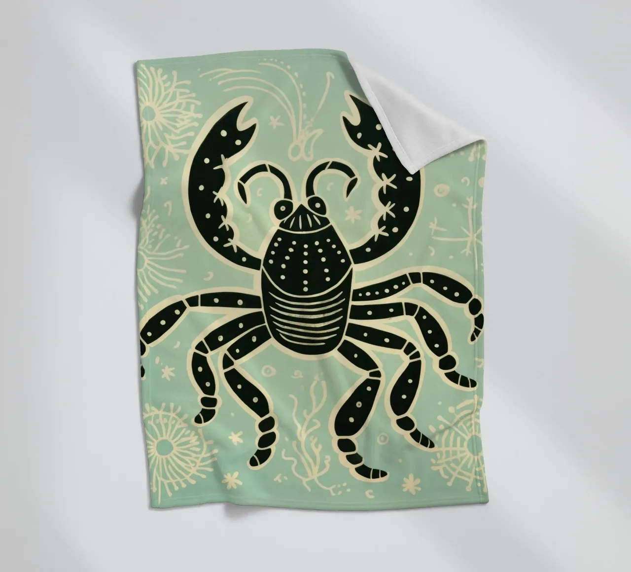 Scorpione verde 1 coperta in pile da Minimal Animal Art