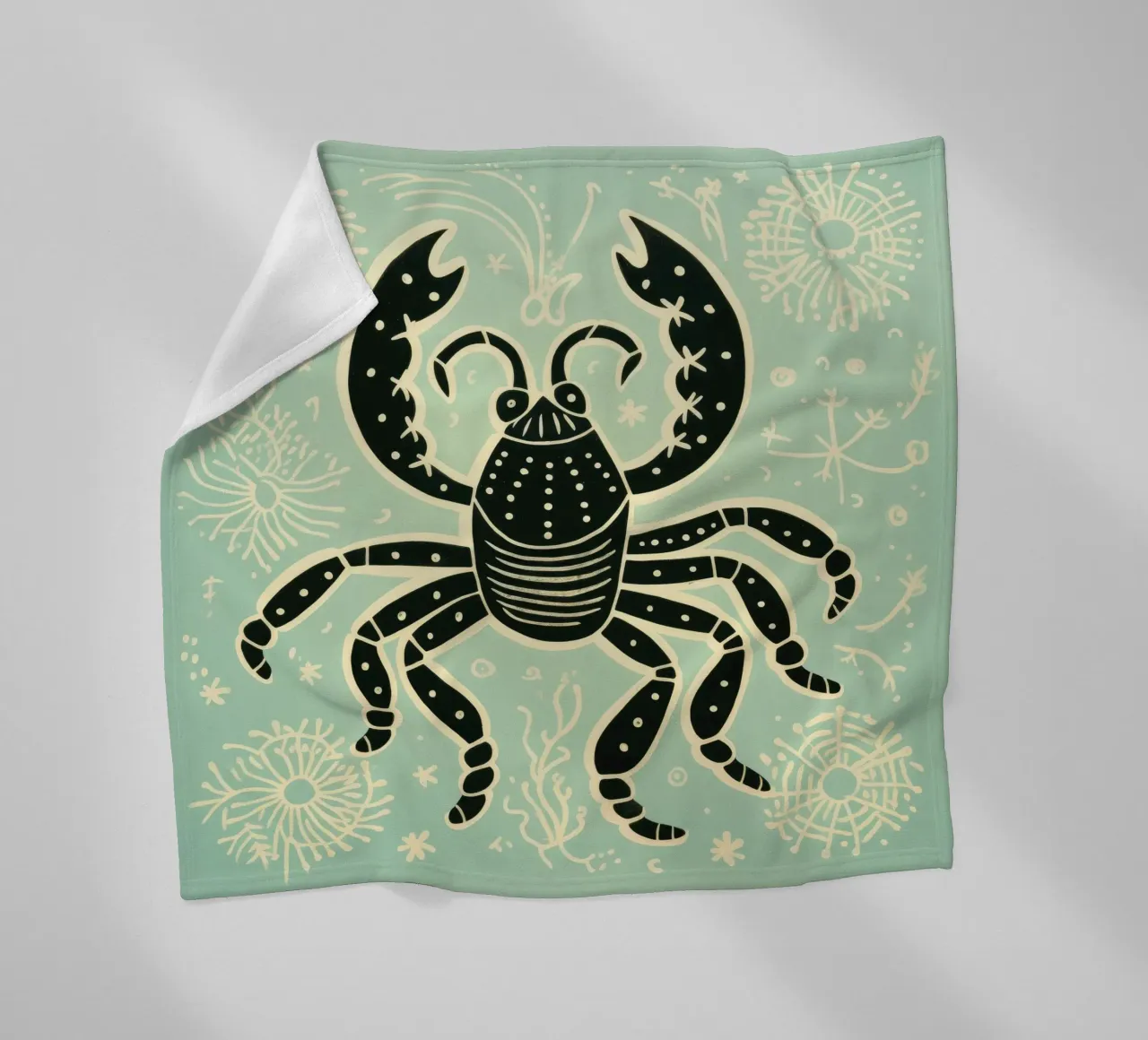Scorpione verde 1 coperta in pile da Minimal Animal Art