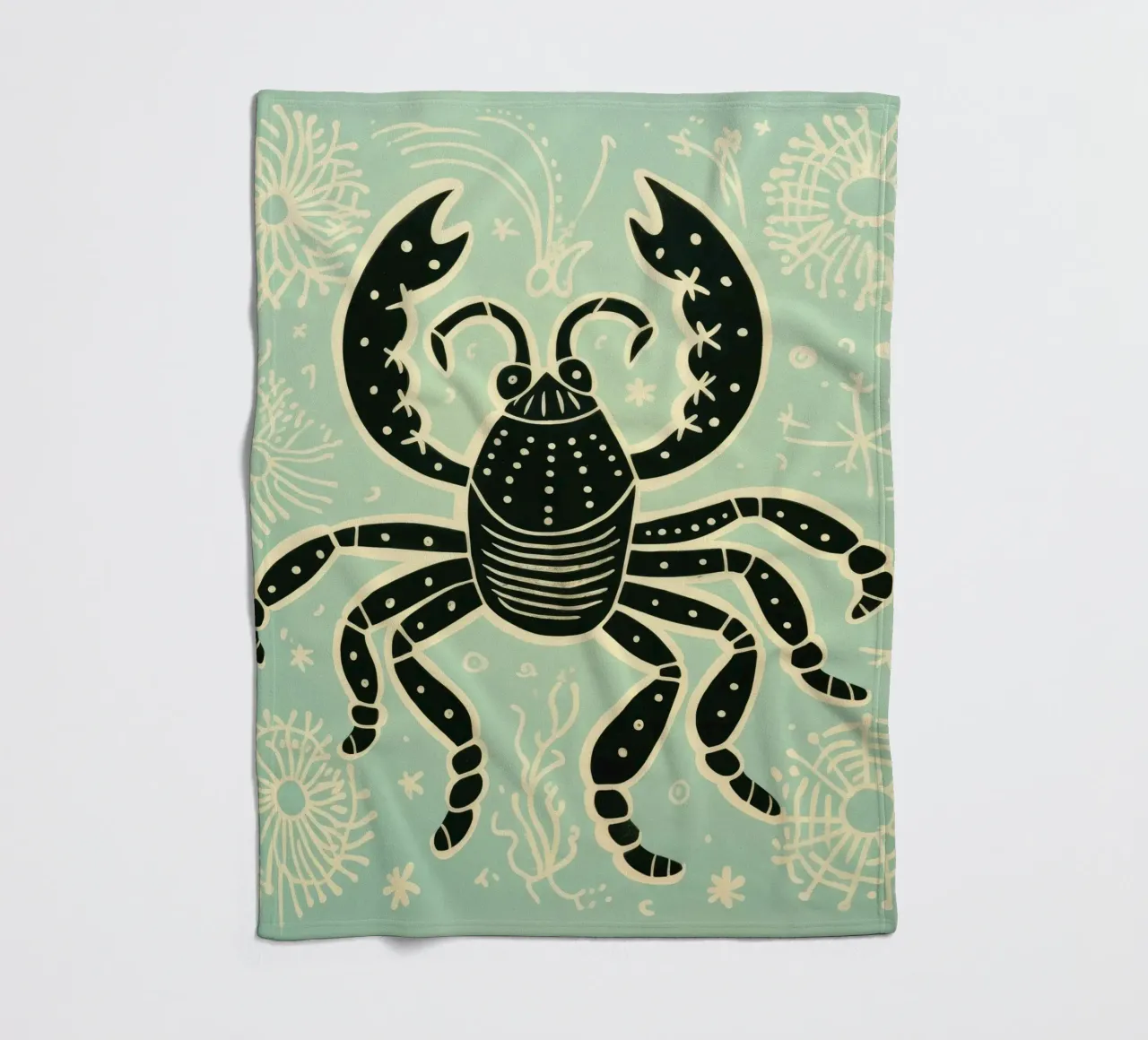 Scorpione verde 1 coperta in pile da Minimal Animal Art