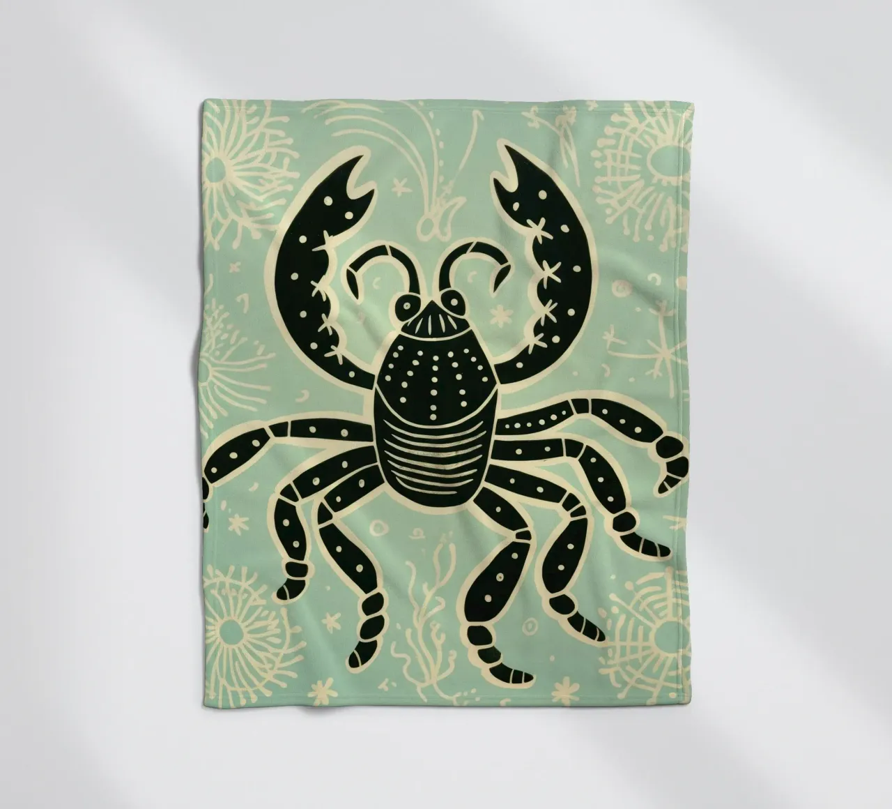 Scorpione verde 1 coperta in pile da Minimal Animal Art
