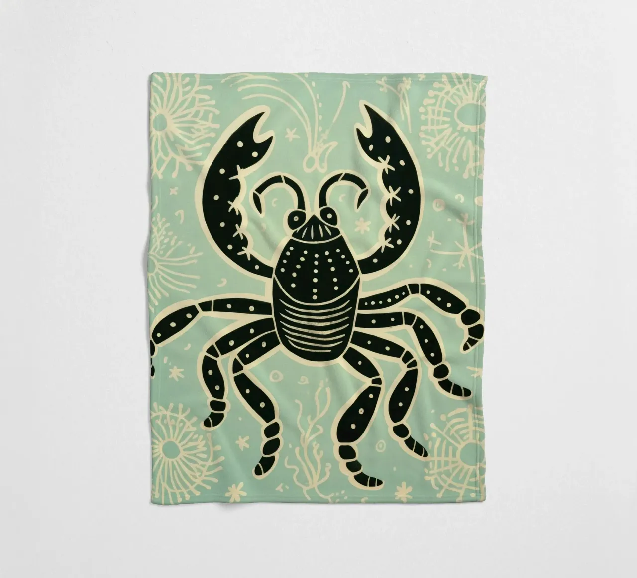 Scorpione verde 1 coperta in pile da Minimal Animal Art