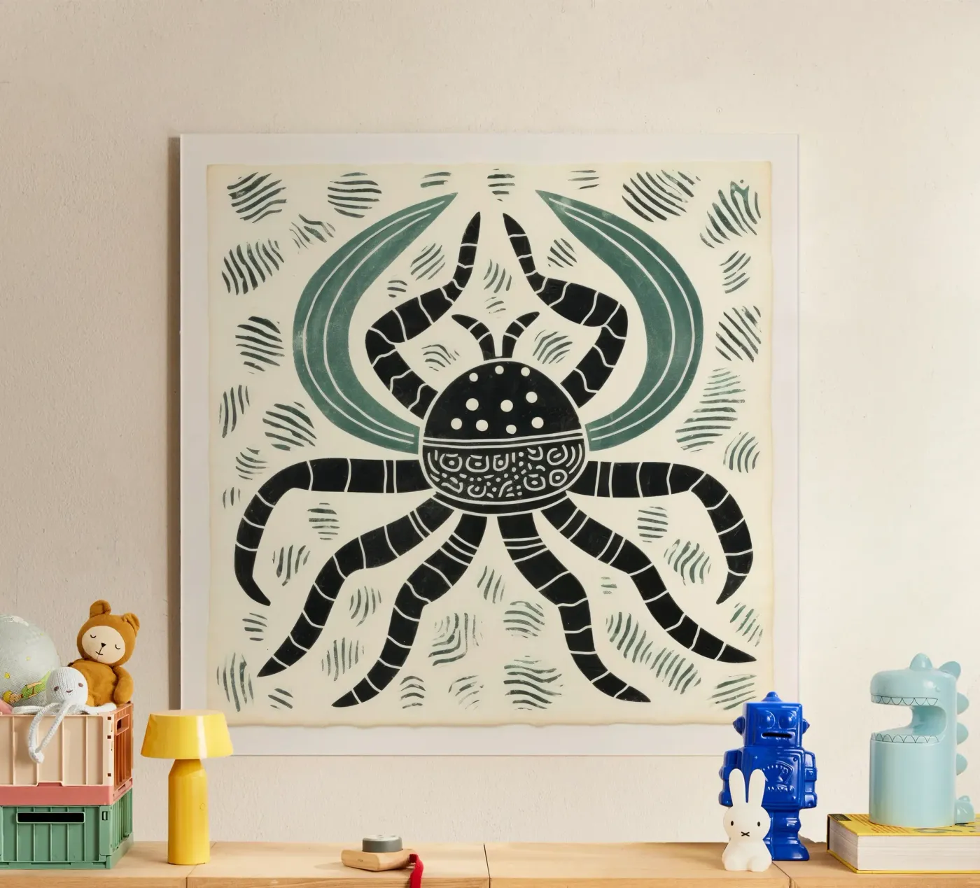 Grüner Skorpion Acryl-Glas von Minimal Animal Art