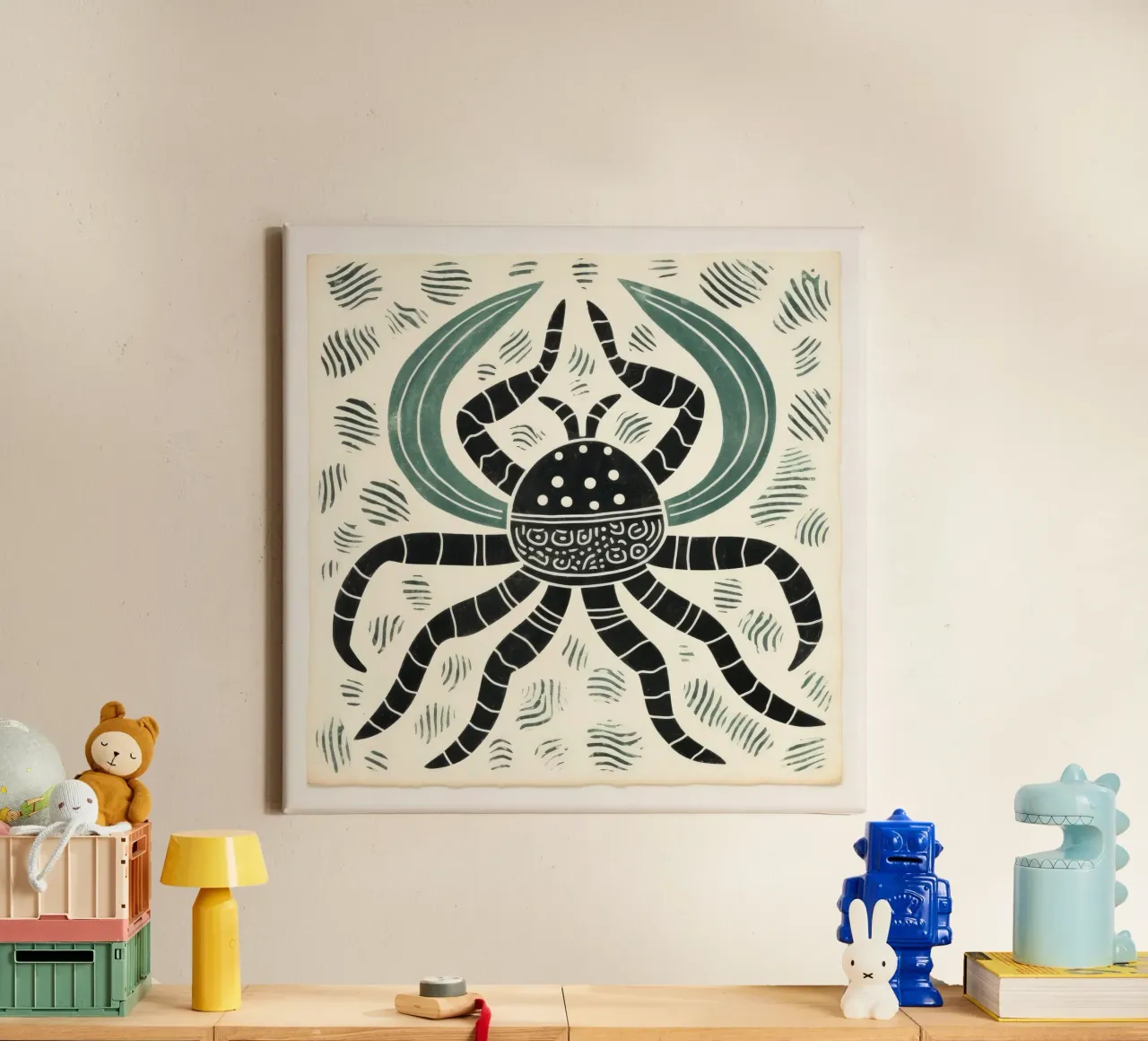 Green Scorpion 2 canvas by Minimal Animal Art