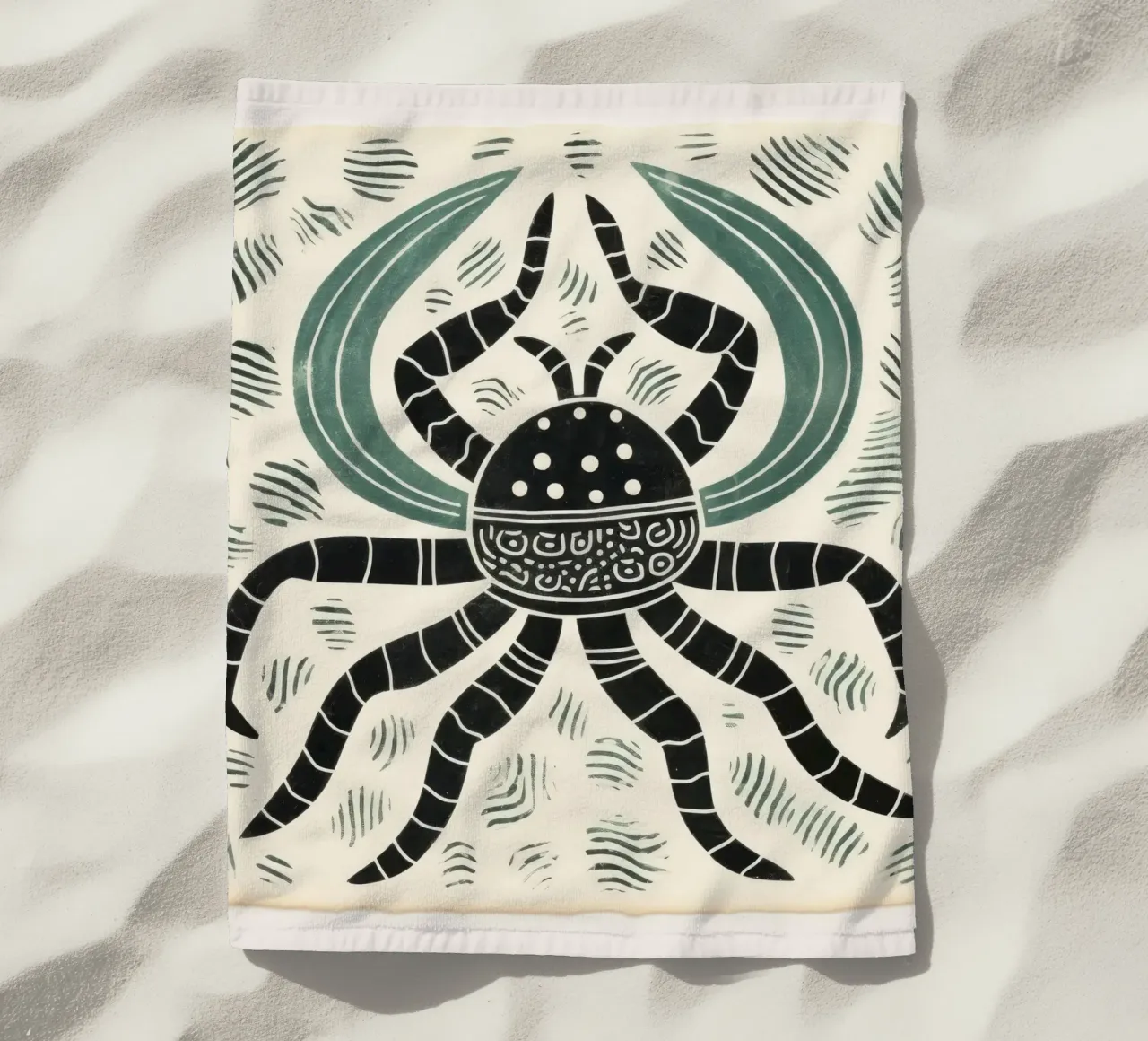 Scorpione verde 2 telo mare da Minimal Animal Art