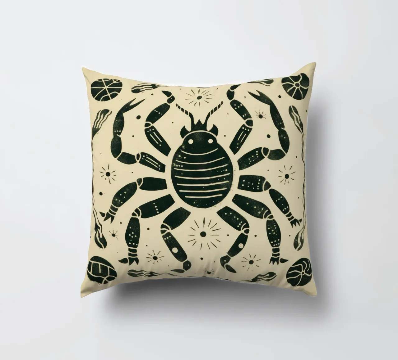 Scorpione verde 3 cuscino da Minimal Animal Art