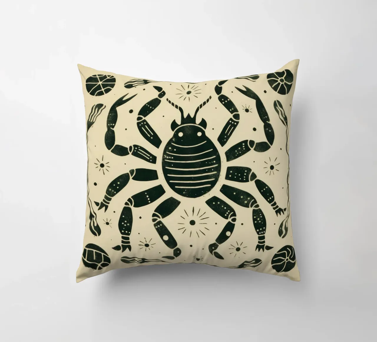 Scorpione verde 3 cuscino da Minimal Animal Art