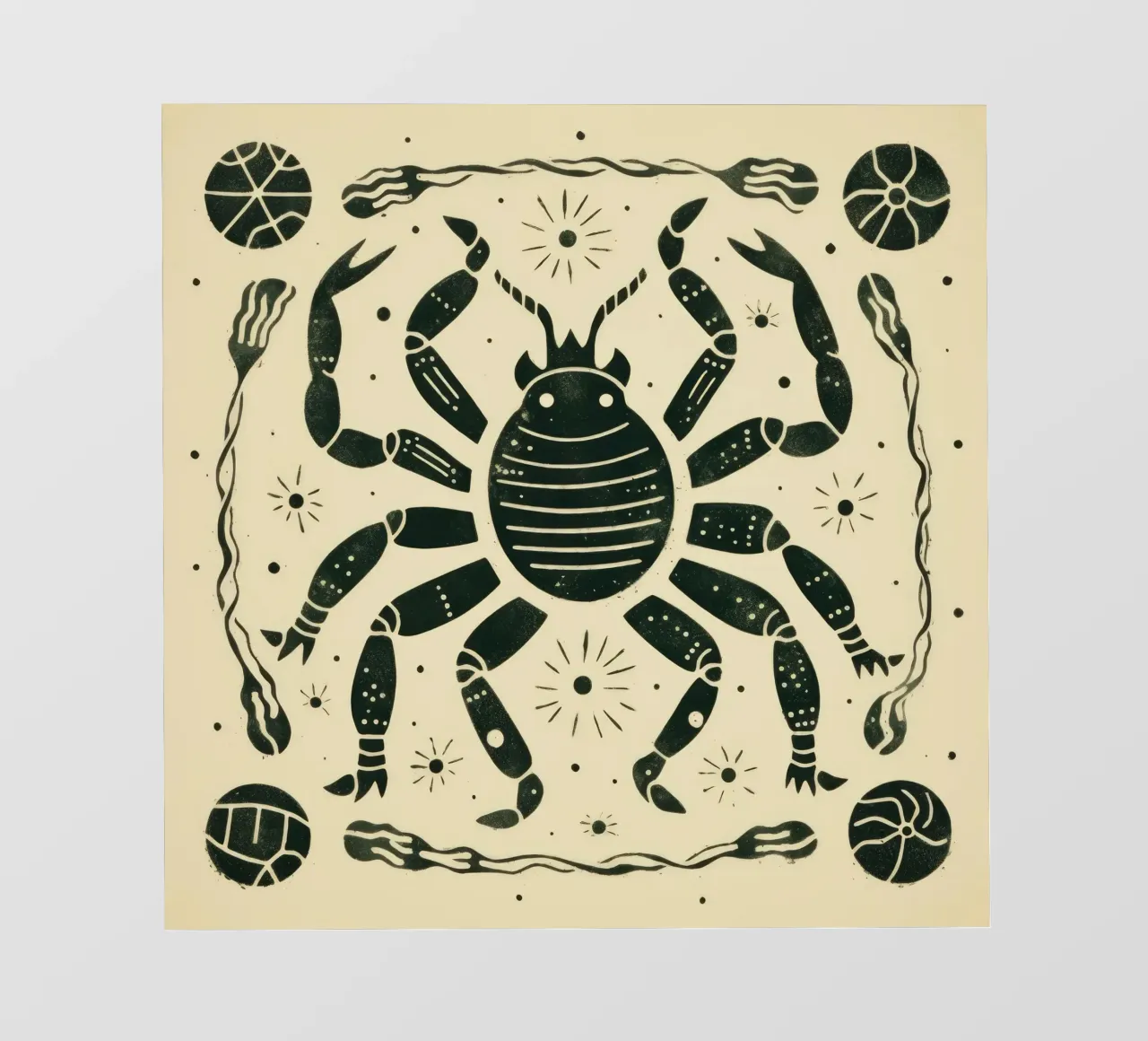 Scorpione verde 3 telo in pvc da Minimal Animal Art