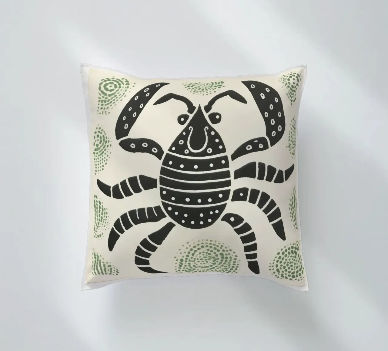 Scorpione verde 4 cuscino da Minimal Animal Art
