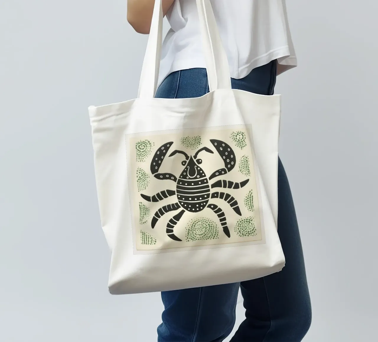 Scorpione verde 4 borsa in juta da Minimal Animal Art
