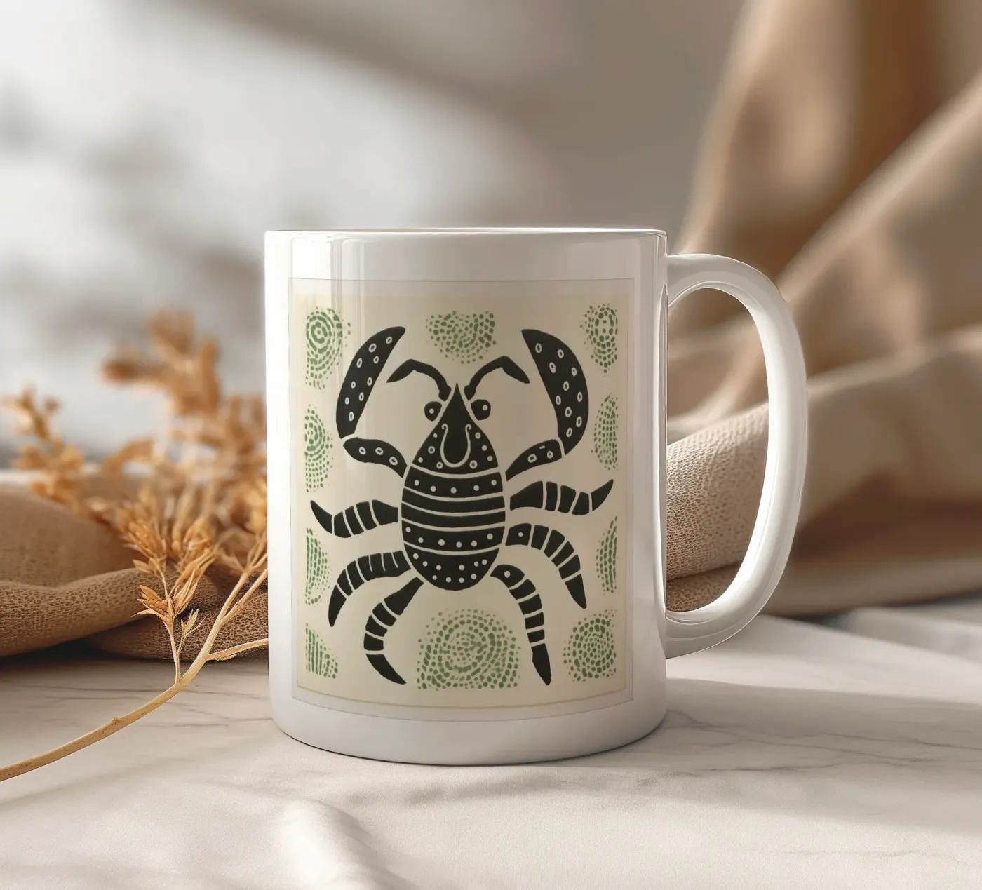 Green Scorpion tazza in ceramica da Minimal Animal Art