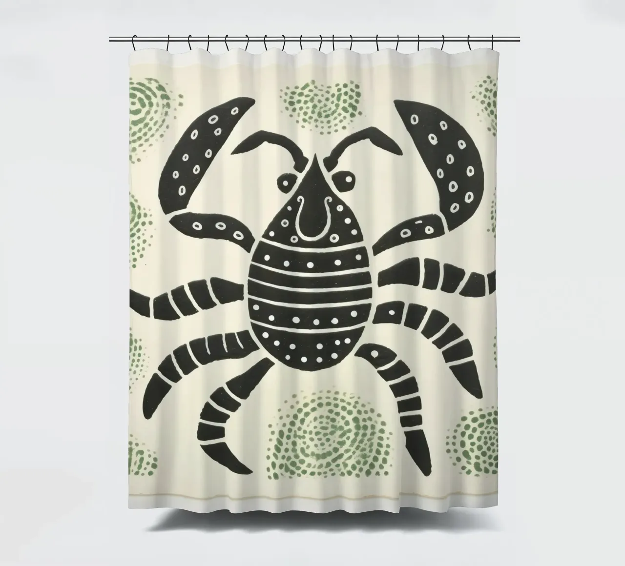 Scorpione verde 4 tenda da doccia da Minimal Animal Art