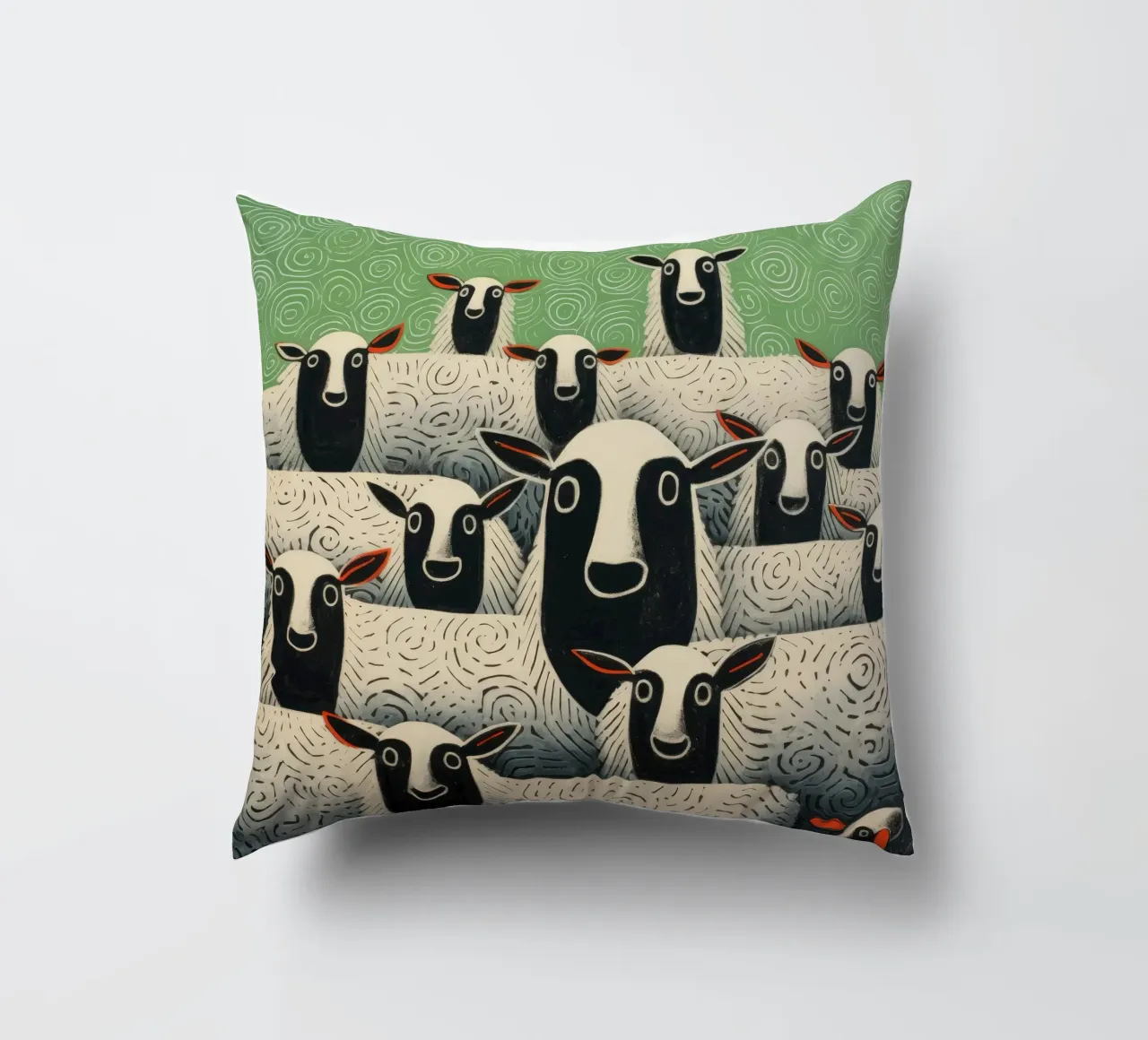 Pecora verde 1 cuscino da Minimal Animal Art