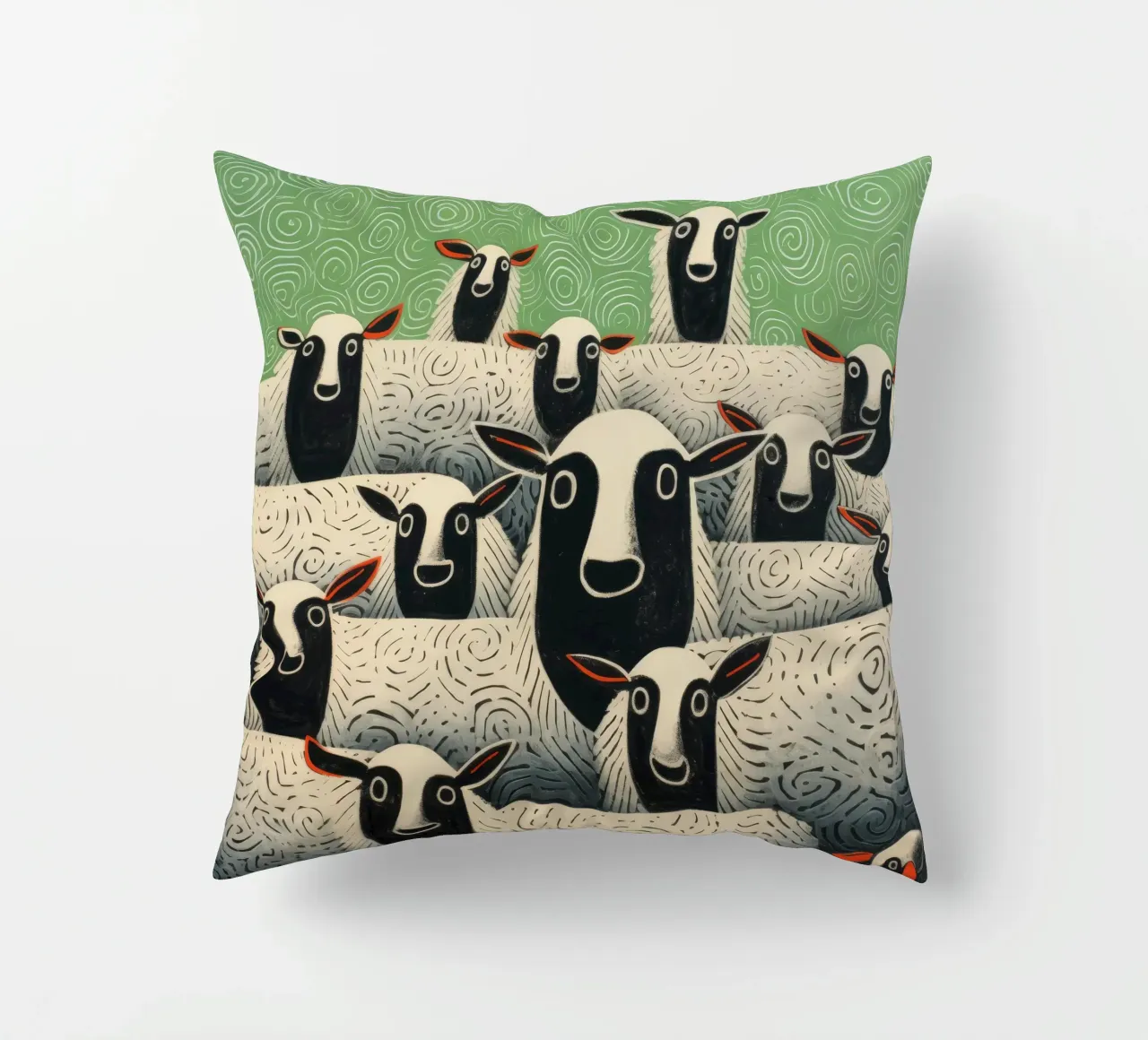 Pecora verde 1 cuscino da Minimal Animal Art