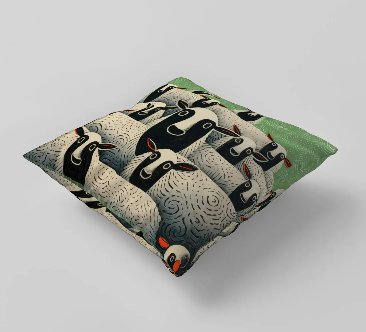 Pecora verde 1 cuscino da Minimal Animal Art