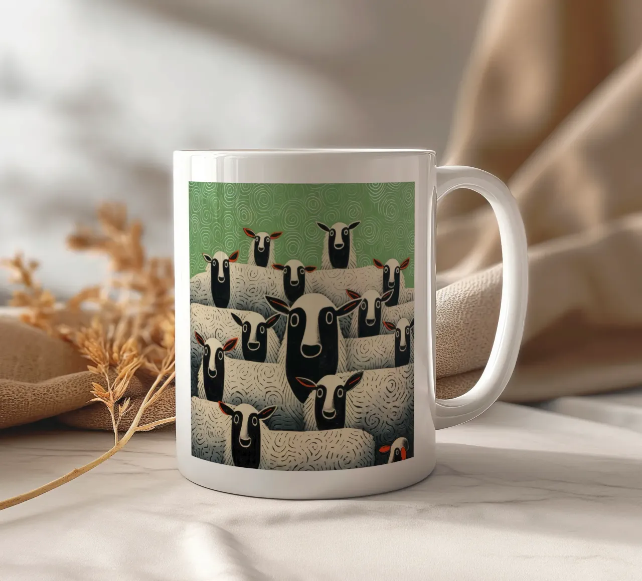 Pecora verde 1 tazza in ceramica da Minimal Animal Art