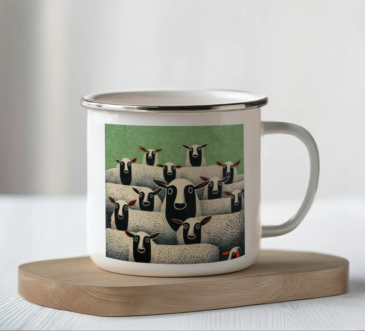Pecora verde 1 tazza in smalto da Minimal Animal Art