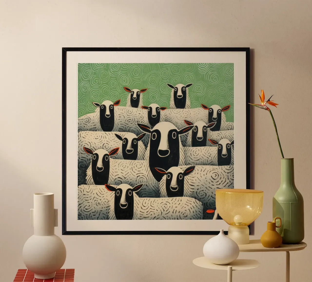 Pecore verdi poster da Minimal Animal Art