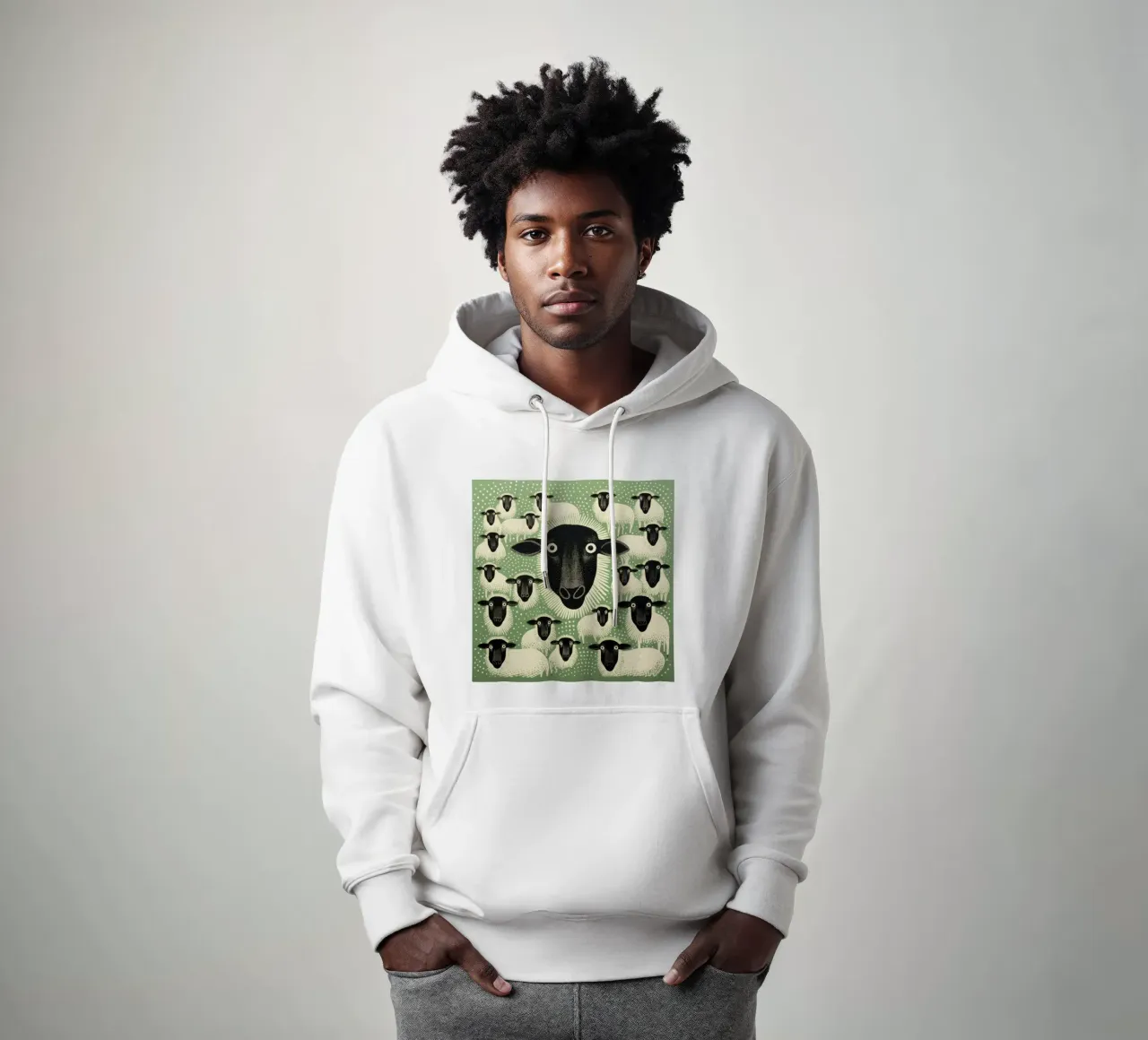 Pecore verdi felpa con cappuccio da Minimal Animal Art