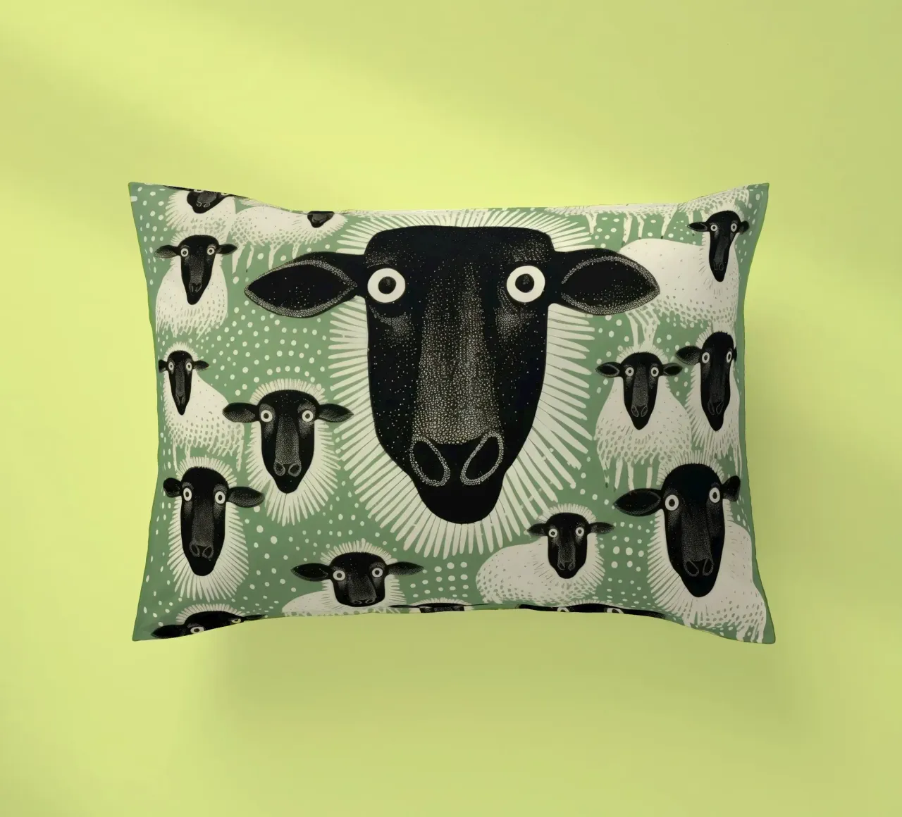 Pecora verde 2 cuscino da Minimal Animal Art