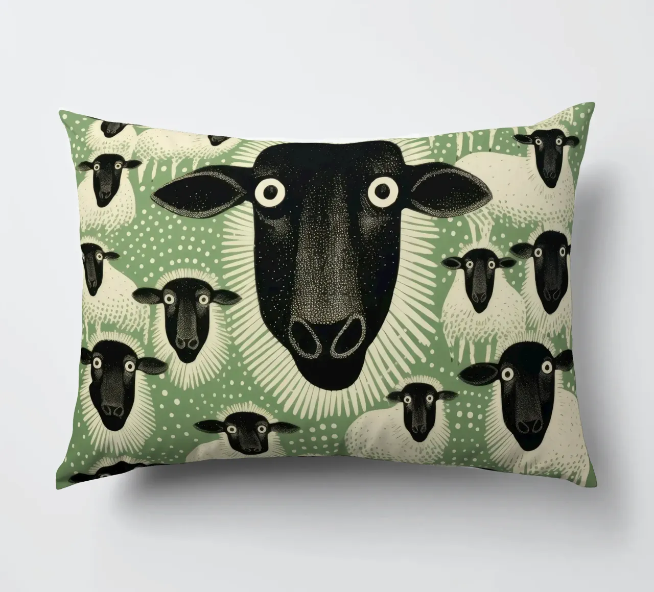 Pecora verde 2 cuscino da Minimal Animal Art