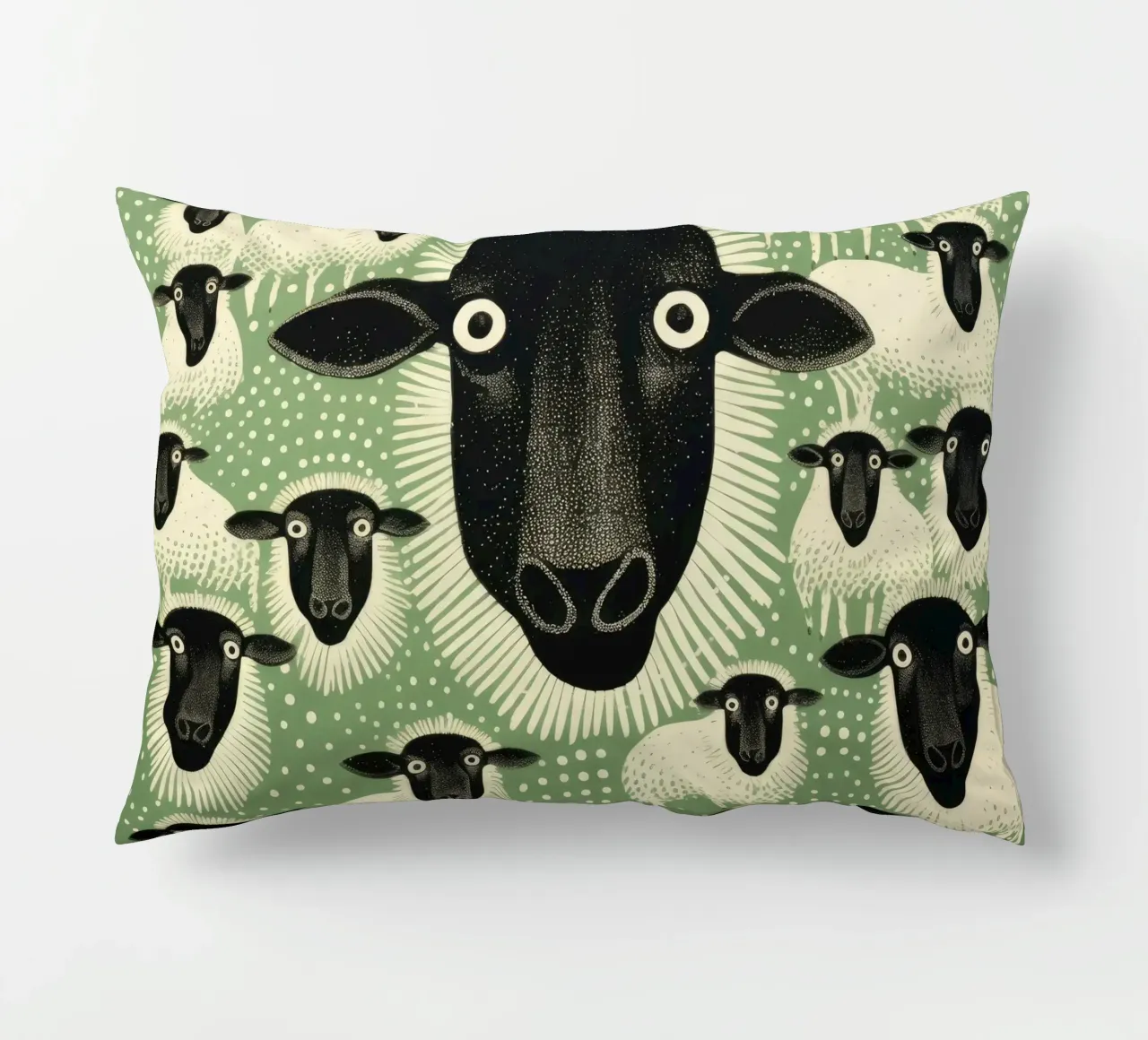 Pecora verde 2 cuscino da Minimal Animal Art