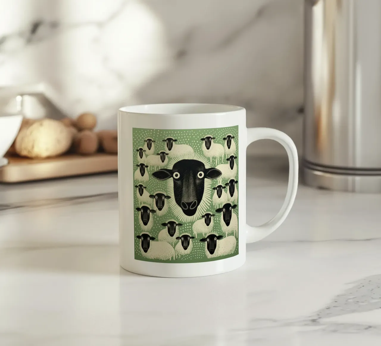 Pecora verde 2 tazza in ceramica da Minimal Animal Art