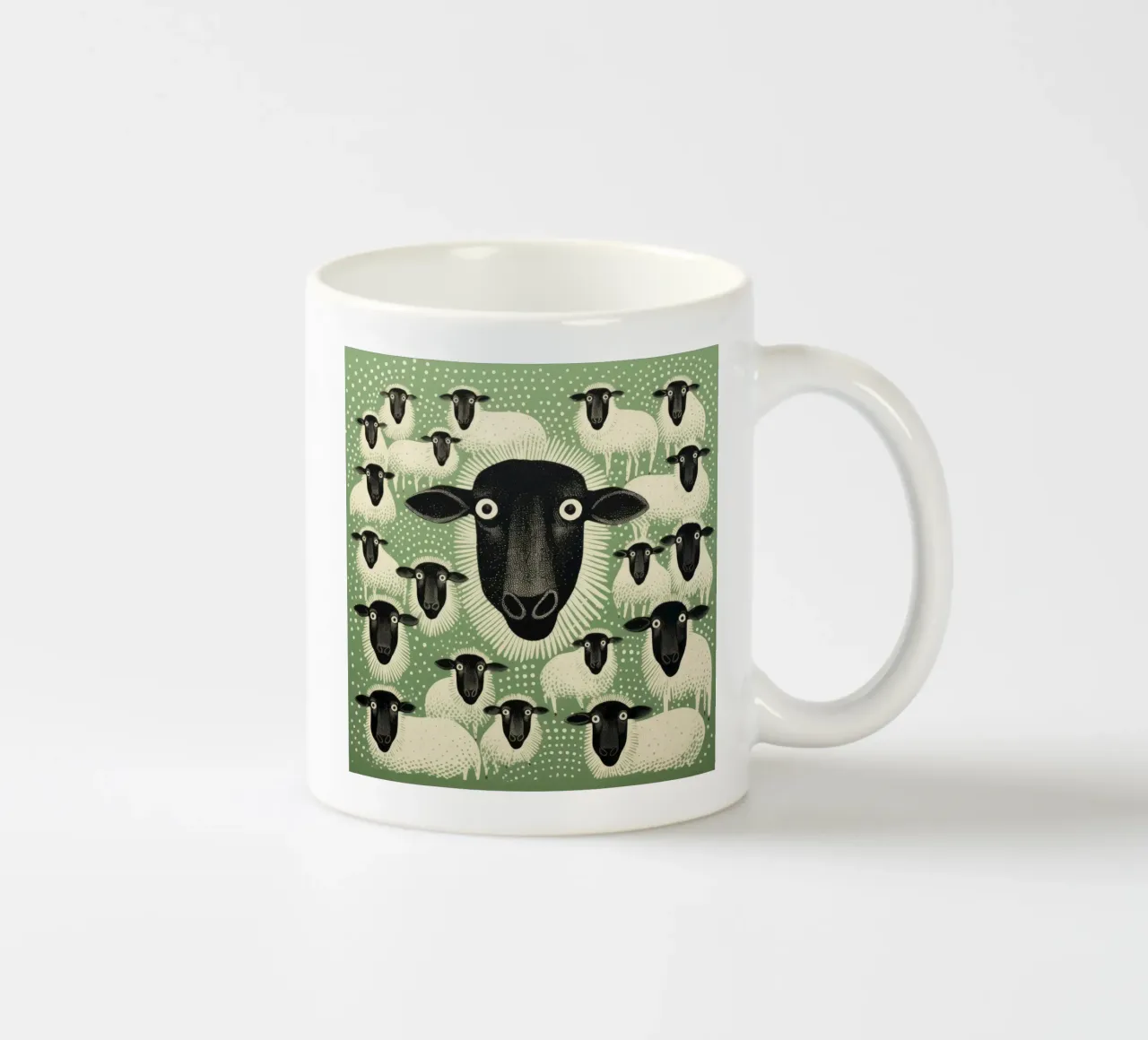 Pecora verde 2 tazza in ceramica da Minimal Animal Art
