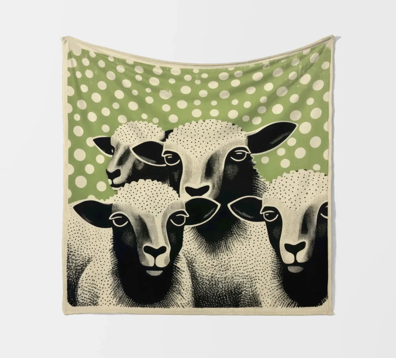 Pecora verde 3 coperta in pile da Minimal Animal Art