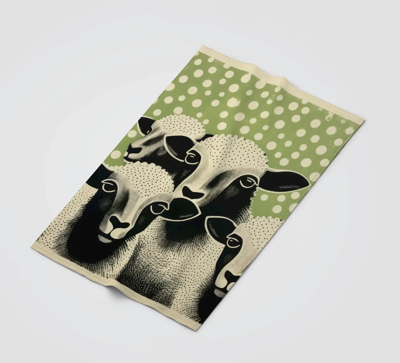 Pecora verde 3 coperta in pile da Minimal Animal Art