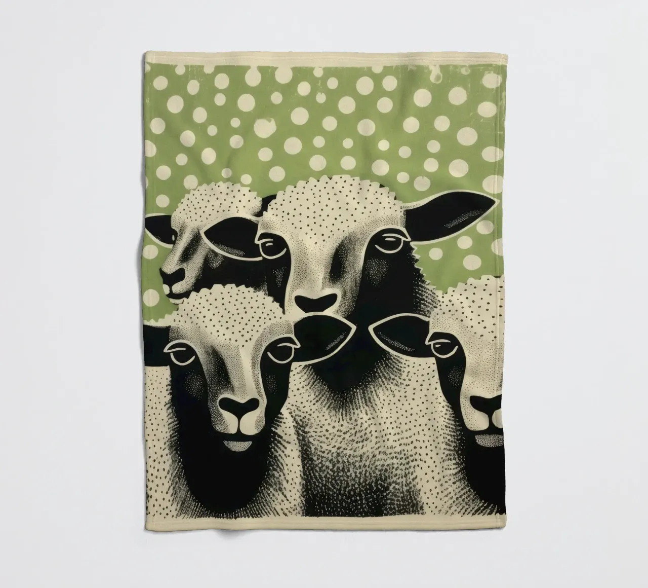 Pecora verde 3 coperta in pile da Minimal Animal Art