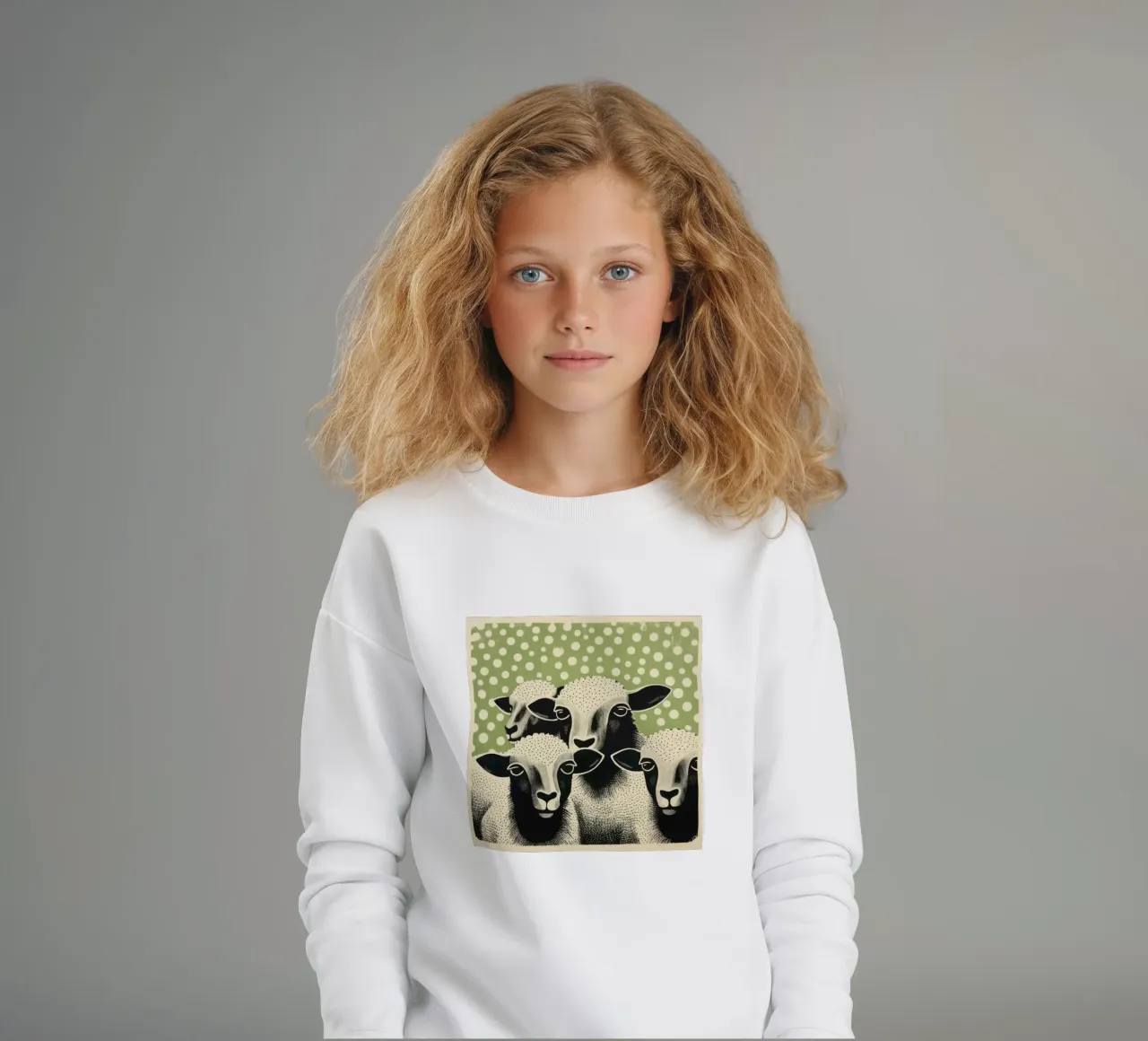 Pecora verde 3 felpa bambino da Minimal Animal Art