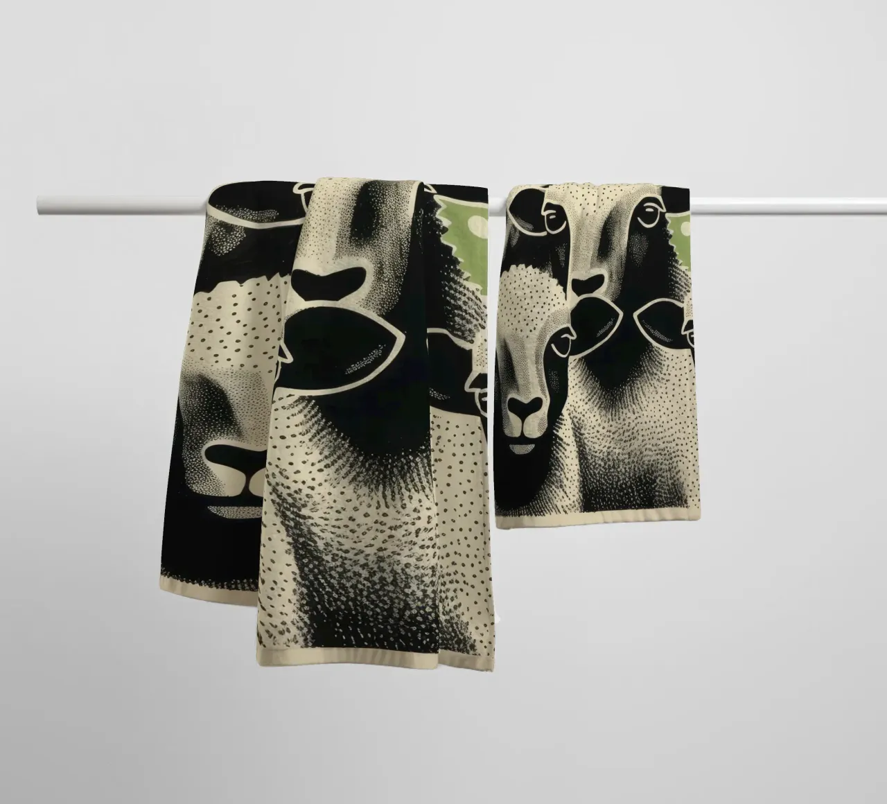 Mouton vert 3 serviette de bain de Minimal Animal Art