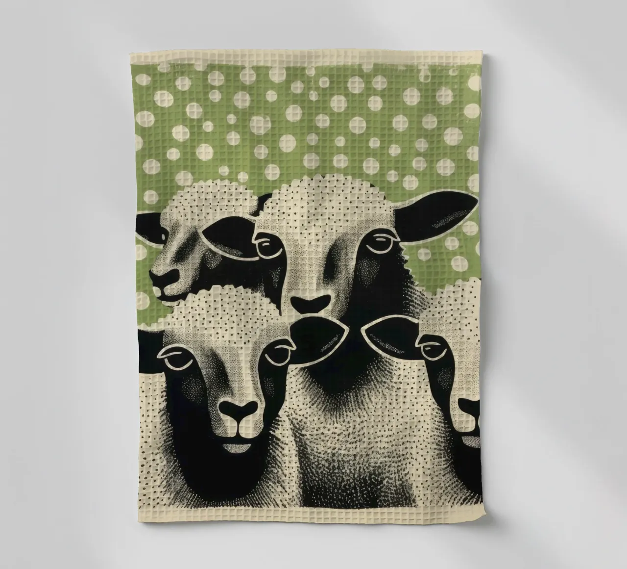Pecora verde 3 canovaccio da cucina da Minimal Animal Art