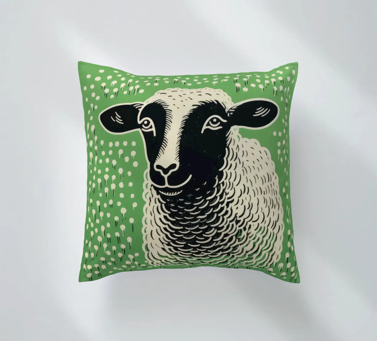 Pecora verde 4 cuscino da Minimal Animal Art