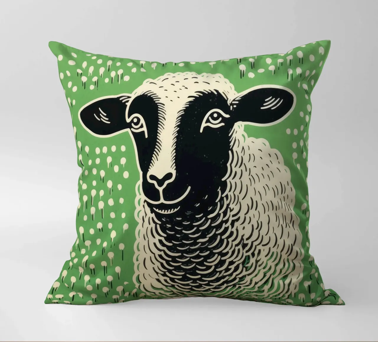 Pecora verde 4 cuscino da Minimal Animal Art