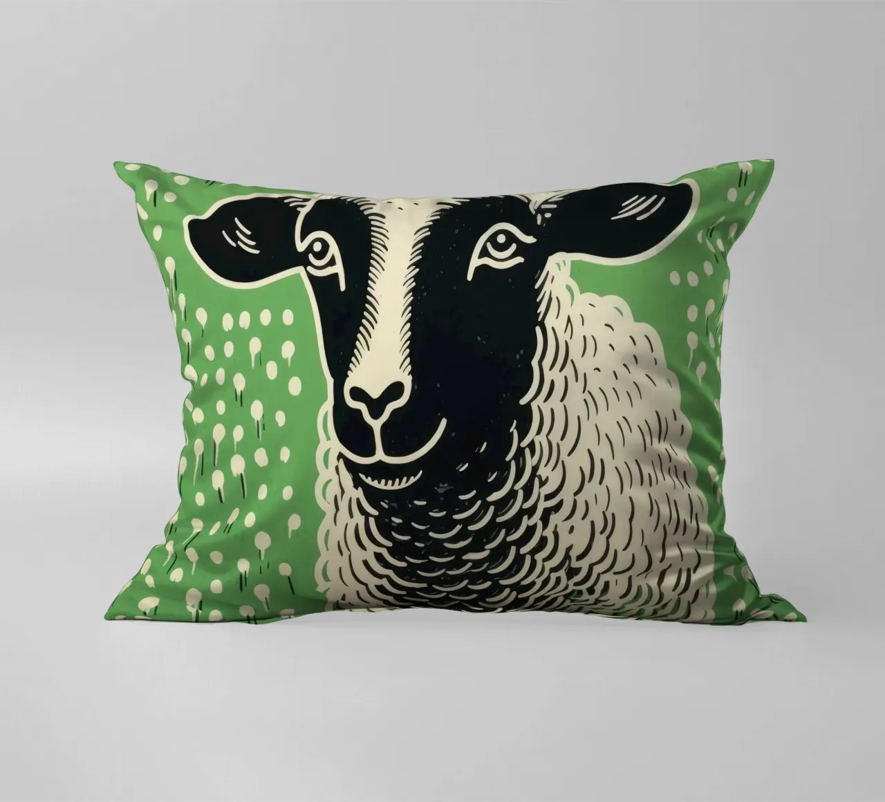 Pecora verde 4 cuscino da Minimal Animal Art