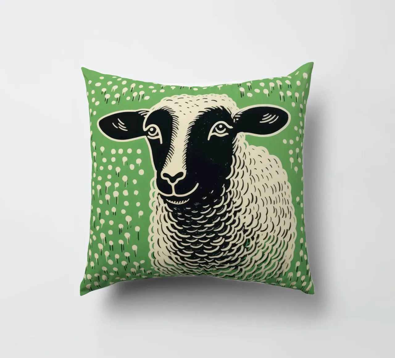 Pecora verde 4 cuscino da Minimal Animal Art