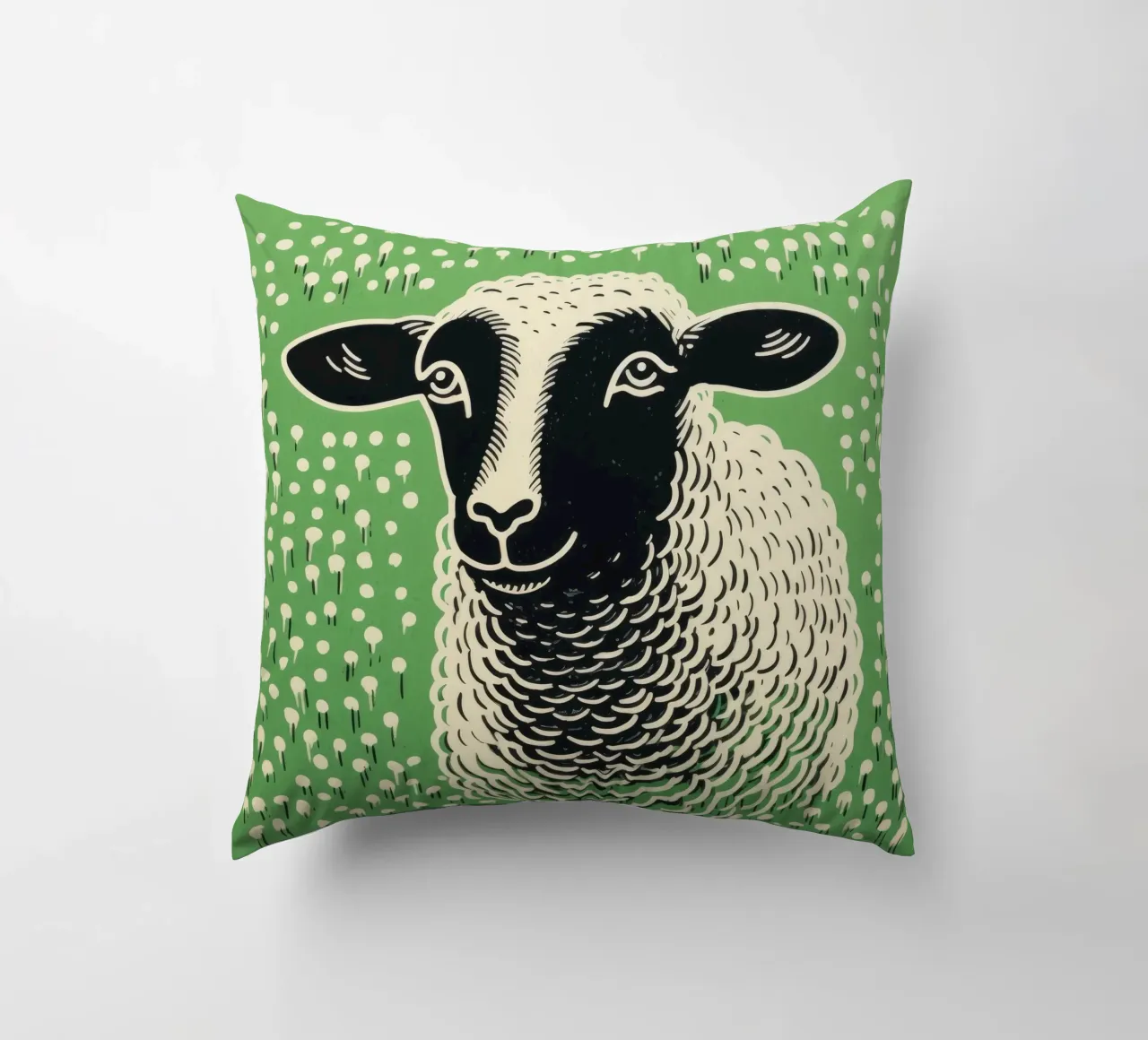 Pecora verde 4 cuscino da Minimal Animal Art