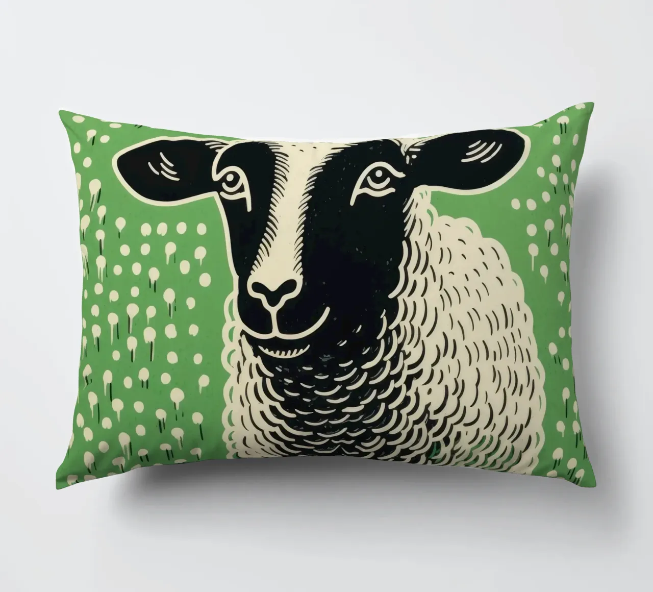 Pecora verde 4 cuscino da Minimal Animal Art