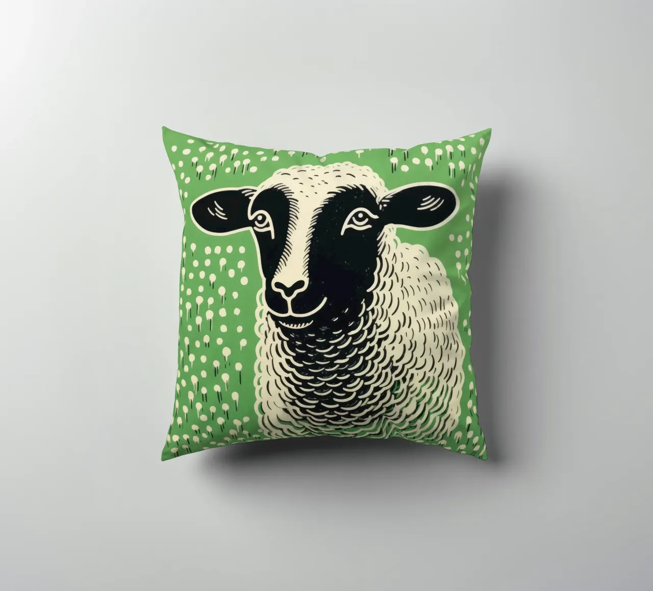 Pecora verde 4 cuscino da Minimal Animal Art