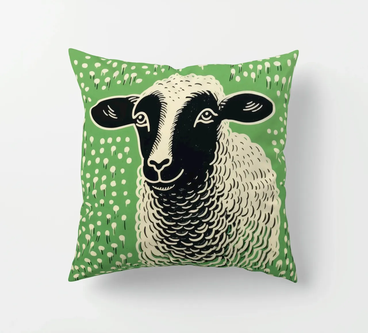 Pecora verde 4 cuscino da Minimal Animal Art