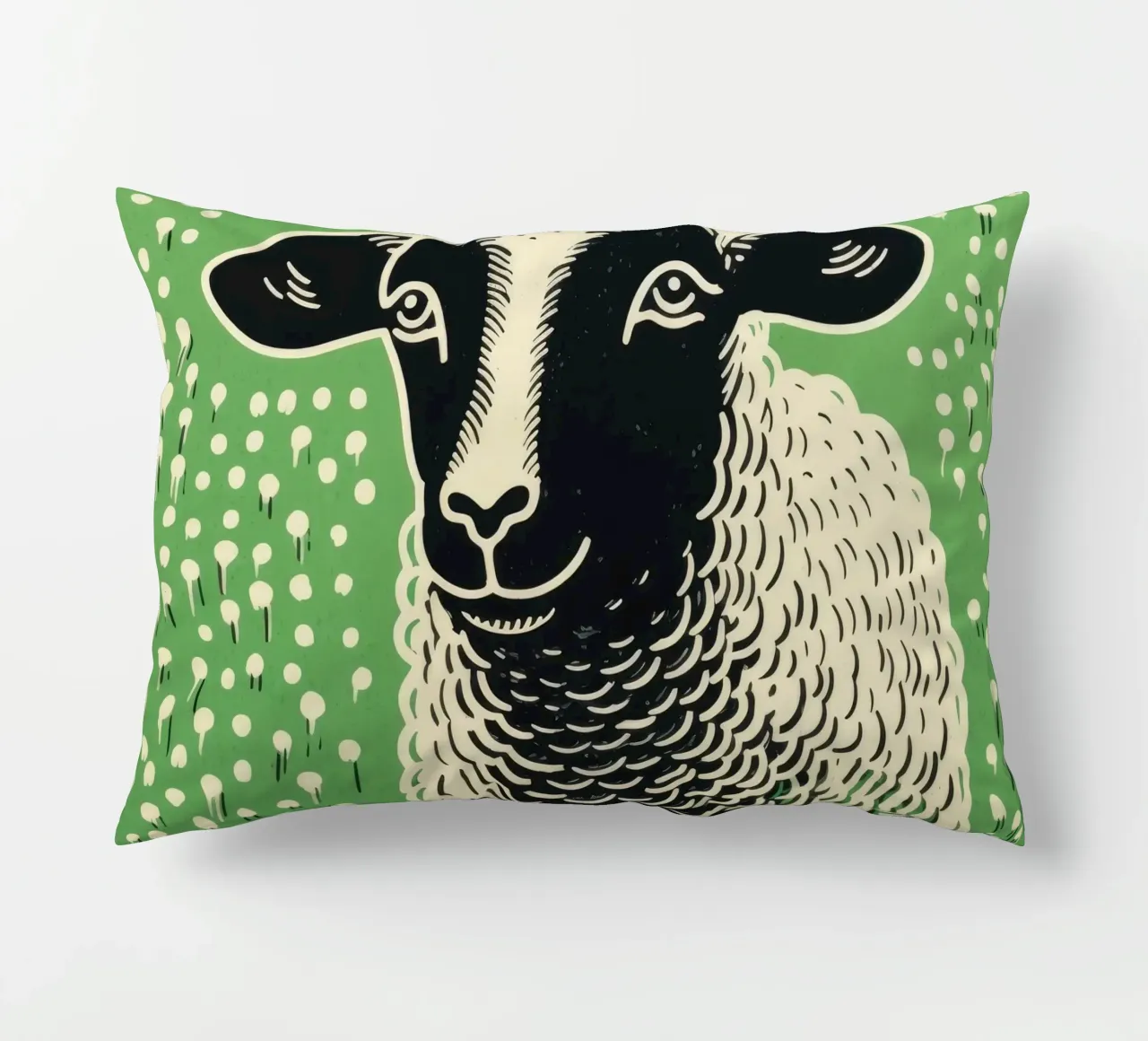 Pecora verde 4 cuscino da Minimal Animal Art