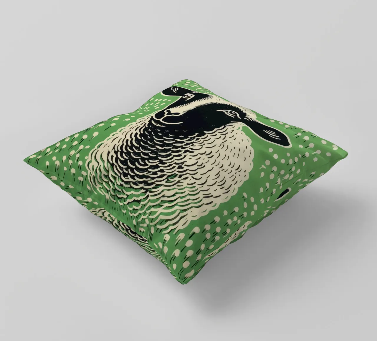 Pecora verde 4 cuscino da Minimal Animal Art