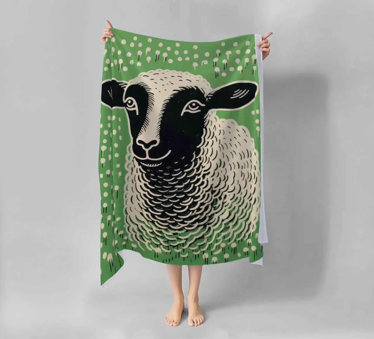 Pecora verde 4 telo mare da Minimal Animal Art