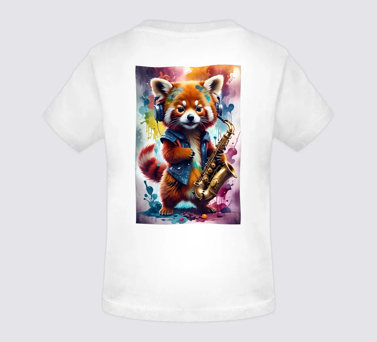 Panda rosso con musica di sassofono maglietta neonato da MakArena
