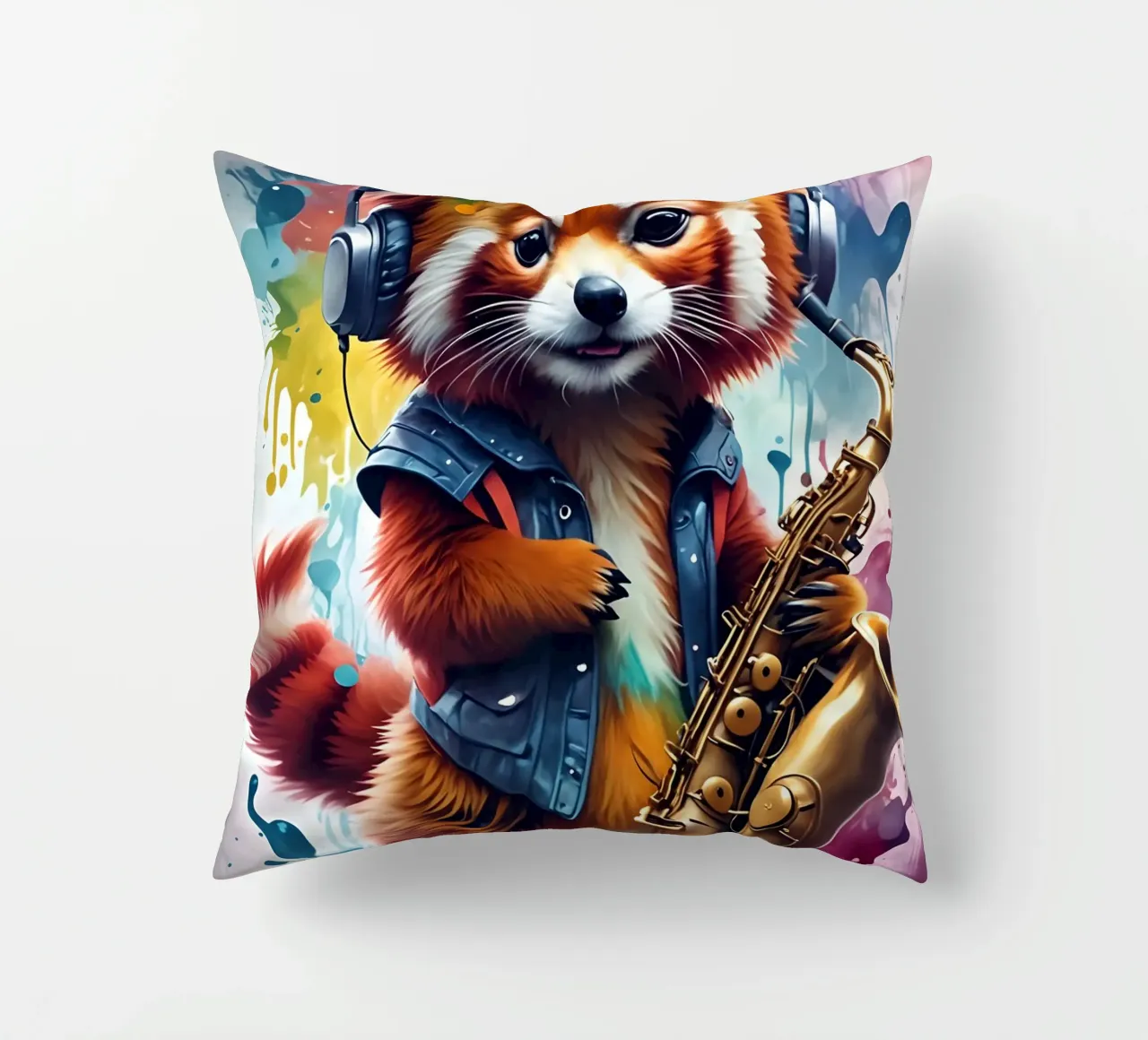Panda rosso con musica di sassofono cuscino da MakArena