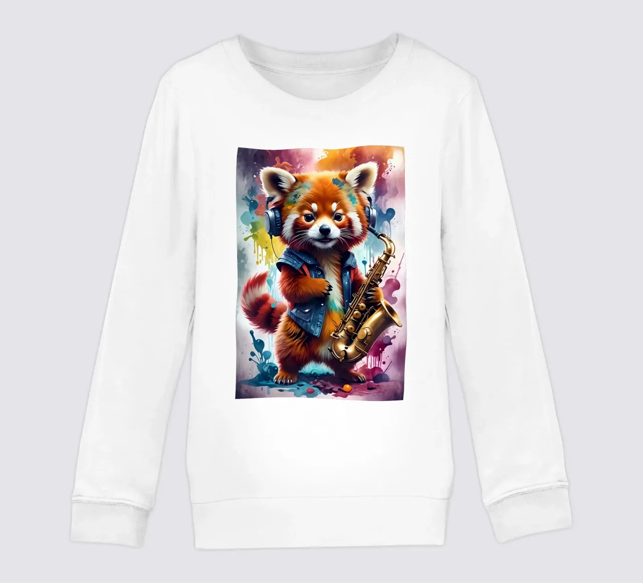 Panda rosso con musica di sassofono felpa bambino da MakArena